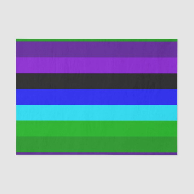 Purple, Black, Blue and Green Stripes Tissue Paper (Front)