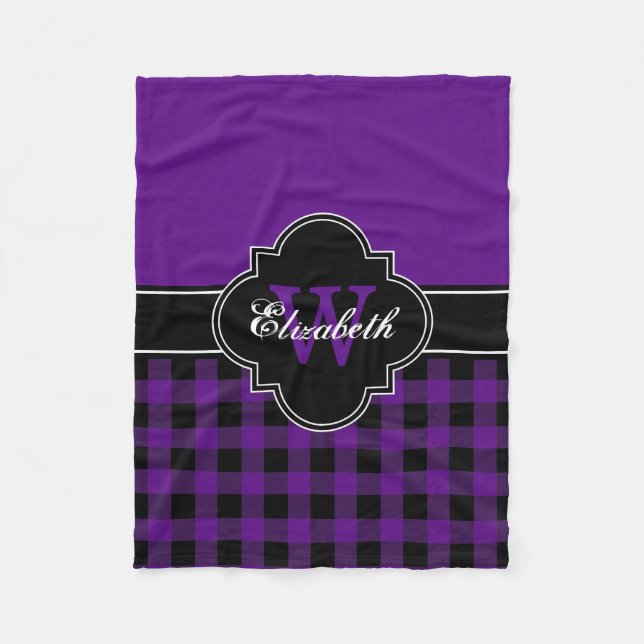 Purple Black Buffalo Plaid Lumberjack CB 1IQIRN Fleece Blanket (Front)