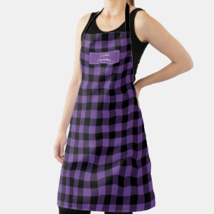 Purple Black Buffalo Plaid Lumberjack Personalised Apron