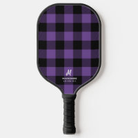 Purple Black Buffalo Plaid Monogrammed