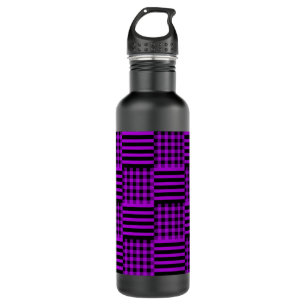 Purple & Black Buffalo Plaid & Stripes   710 Ml Water Bottle