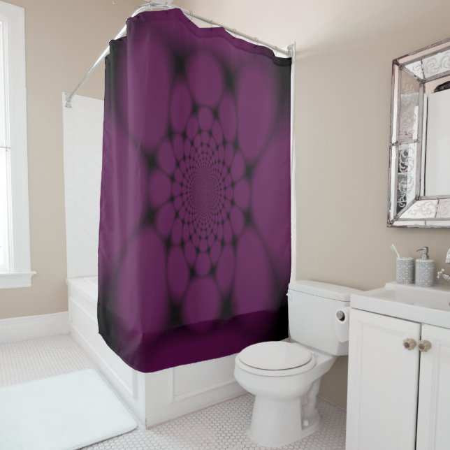 Purple Black Butterfly Petal Shower Curtain (In Situ)