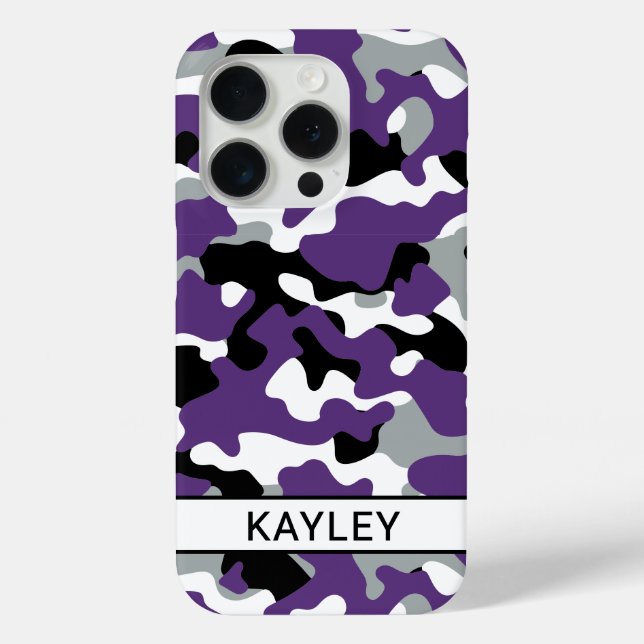 Purple Black Camouflage Personalised Case-Mate iPhone Case (Back)