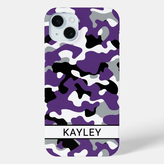 Purple Black Camouflage Personalized Case-Mate iPhone Case (Back)
