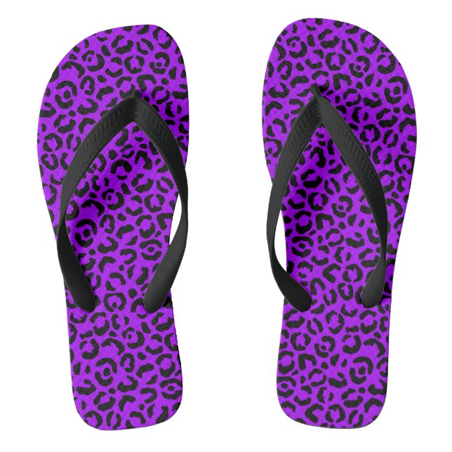 Purple black cheetah print flip flops (Footbed)