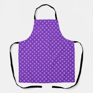 Purple Black Chequerboard Gingham Pattern Apron