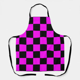 Purple Black Chequered Check Pattern Apron