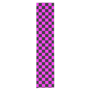 Purple Black Chequered Check Pattern Short Table Runner