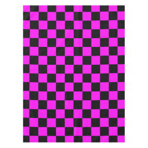 Purple Black Chequered Check Pattern Tablecloth
