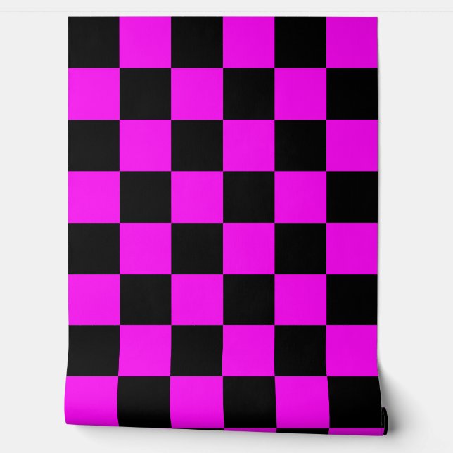 Purple Black Chequered Check Wall Decor (Unrolling)
