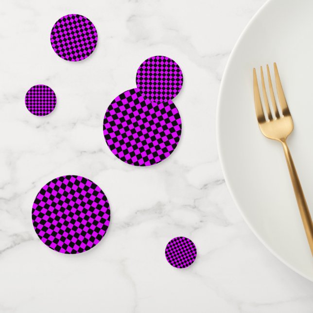 Purple Black Chequered Diamond Pattern Confetti (Group)