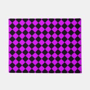 Purple Black Chequered Diamond Pattern Doormat