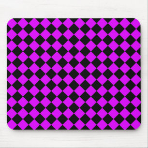 Purple Black Chequered Diamond Pattern Mouse Mat