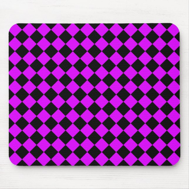 Purple Black Chequered Diamond Pattern Mouse Mat (Front)
