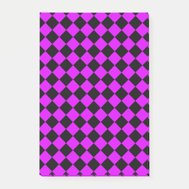 Purple Black Chequered Diamond Pattern Post-it Notes (Front)