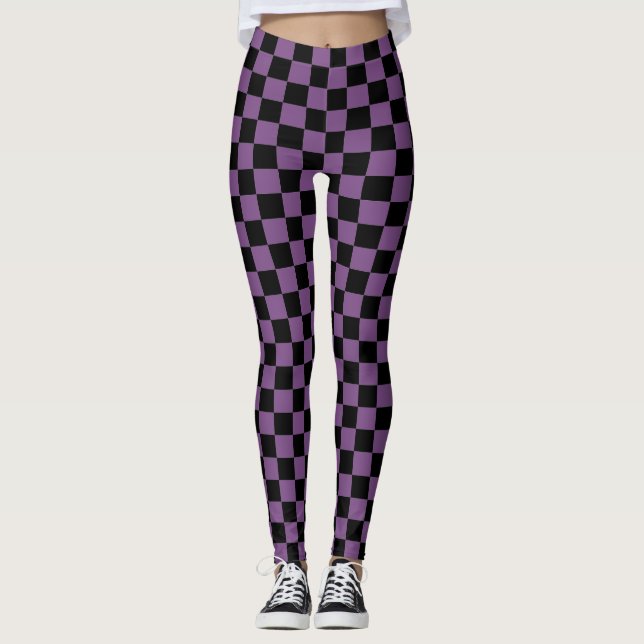Purple & Black Chequered Leggings (Front)