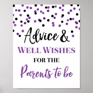 Purple Black Confetti Advice for Parents to be Poster