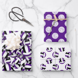 purple black coordinating colour theme volleyball  wrapping paper sheet