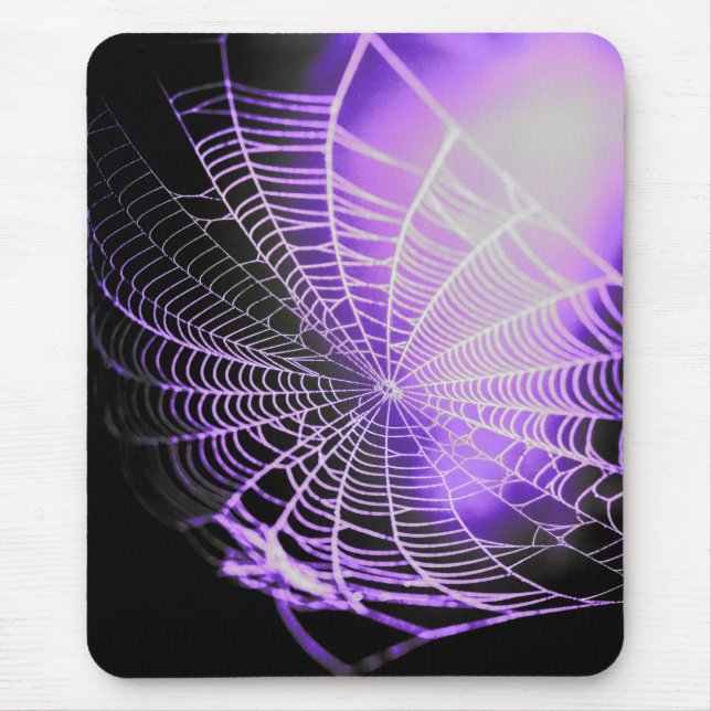 Purple Black Creepy Spooky Spider Web Mouse Mat (Front)