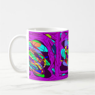 Purple black cross lines circles design coffee mug