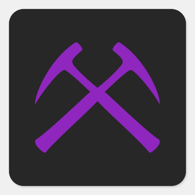 Purple & Black Crossed Rock Hammers Sticker (Front)