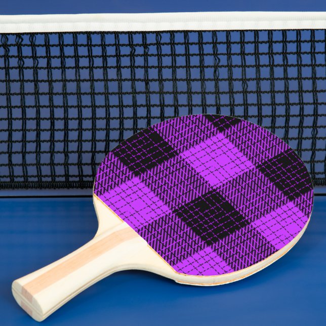  Purple Black Crosshatch Buffalo Check Ping Pong Paddle (Insitu)