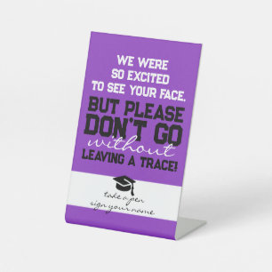 Purple Black Cute Guest Book Poem Graduation Table Pedestal Sign