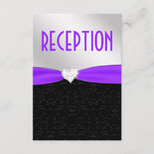 Purple Black Damask Diamond Reception Card