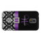 PURPLE, BLACK DAMASK MONOGRAM