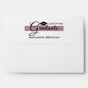 Purple Black Damask Pattern Custom Graduation  Envelope