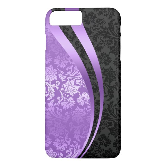 Purple & black damasks dynamic Wavy Stripes Case-Mate iPhone Case (Back)