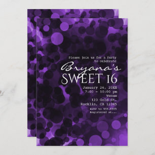 Purple & Black Dots Modern Chic Party Invitations