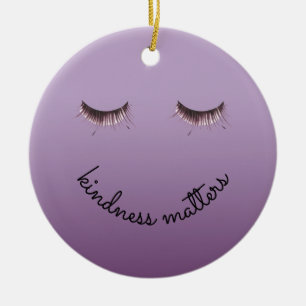 Purple Black Eyelashes Kindness Ceramic Tree Decoration