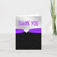 Purple Black Floral Damask Diamond Thank You