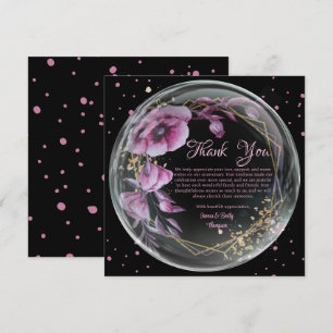  Purple & Black Floral Frame Wedding Anniversary Thank You Card
