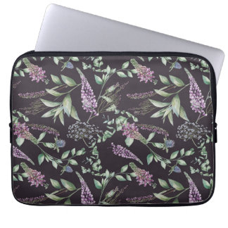 Purple & Black Floral Laptop Case