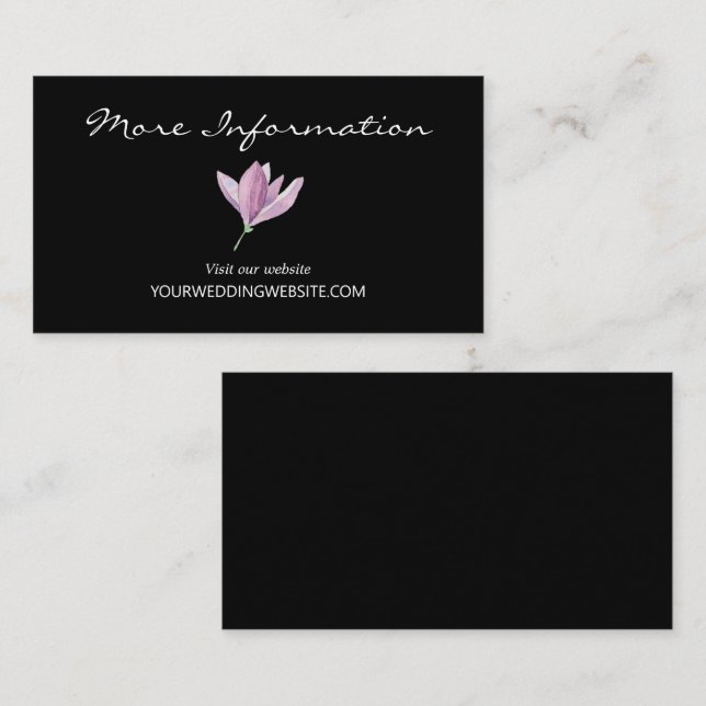 Purple Black Floral Wedding Website Enclosure Card (Front/Back)