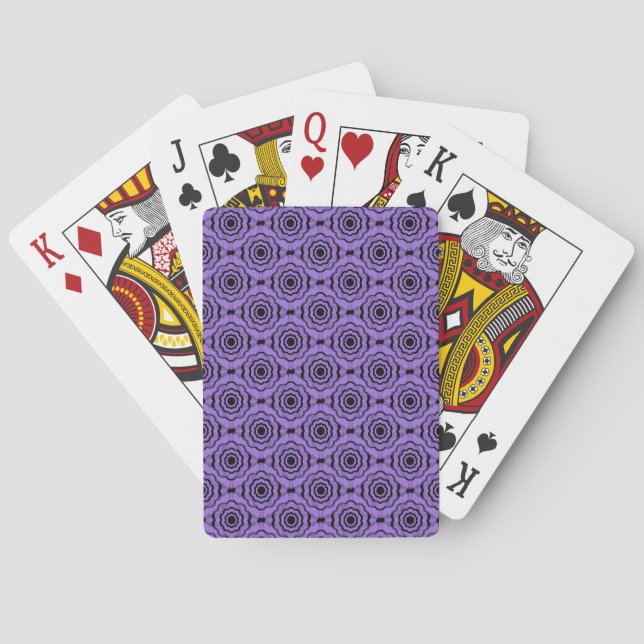 Purple Black Flower Seamless Pattern Playing Cards (Back)