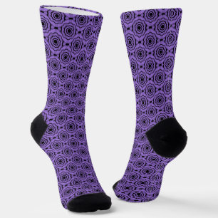 Purple Black Flower Seamless Pattern Socks