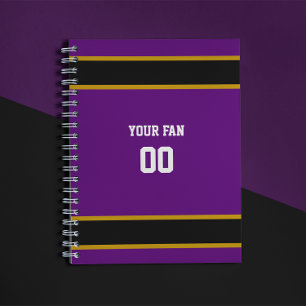 Purple & Black Football Team Personalised Notebook