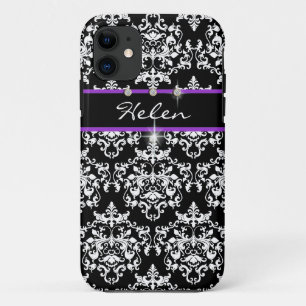 Purple black girls name modern iPhone 11 case