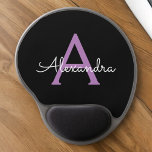 Purple Black Girly Script Monogram Name Modern Gel Mouse Mat<br><div class="desc">Purple and Black Monogram Add Your Own Name Mousepad (Mouse Pad). This makes the perfect sweet 16 birthday,  wedding,  bridal shower,  anniversary,  baby shower or bachelorette party gift for someone that loves glam luxury and chic styles.</div>