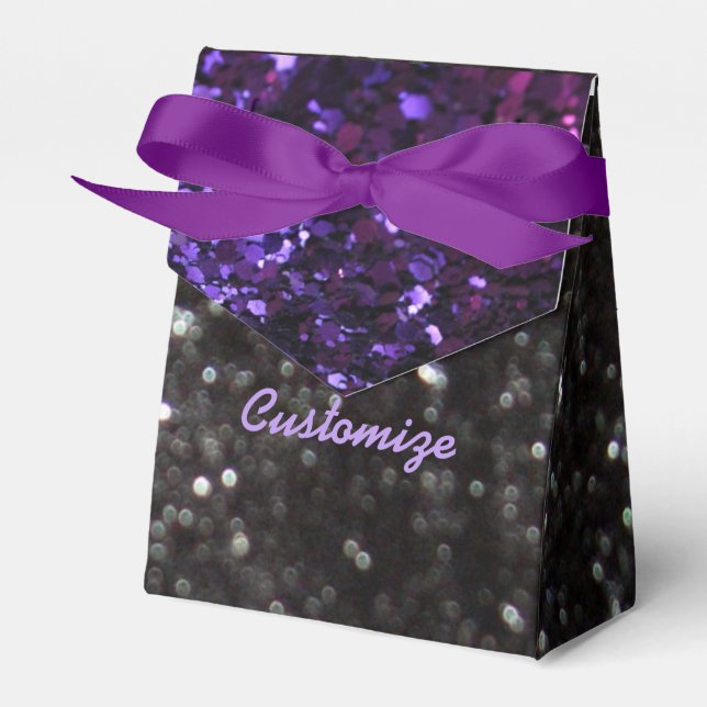 Purple & Black Glitter Pattern Favour Box (Front Side)