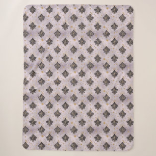 Purple Black Gold Abstract Sherpa Blanket