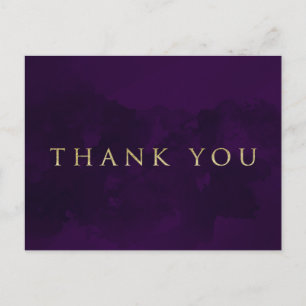 Purple Black & Gold Glam Modern THANK YOU Postcard