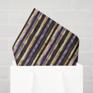 Purple Black Gold Stripes Birthday Tissue Paper