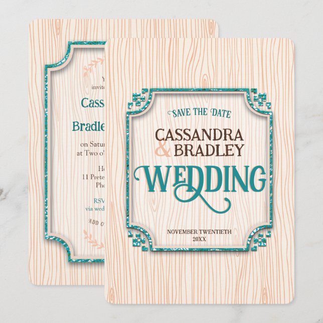 Purple Black Gold Wedding Invitations (Front/Back)