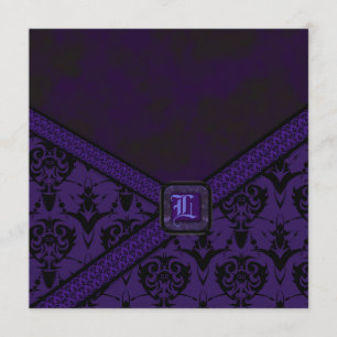 Purple & Black Goth Lace Wedding Invitation