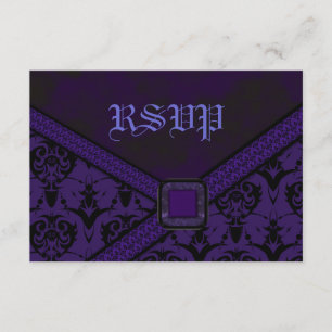 Purple & Black Goth Lace Wedding RSVP Card