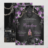 Purple Black Gothic Princess Halloween Quinceañera